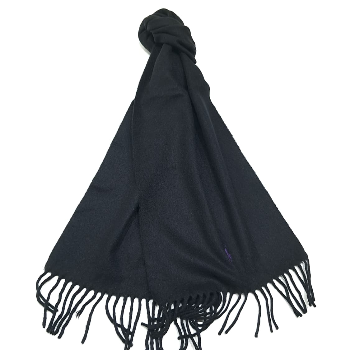 MX398 폴로 랄프 로렌 블랙 & 퍼플 포니 프린지 머플러 상품이미지2