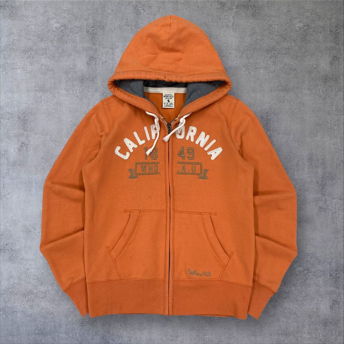 후아유 스펠아웃 로고 오렌지 후드 집업 상품이미지1