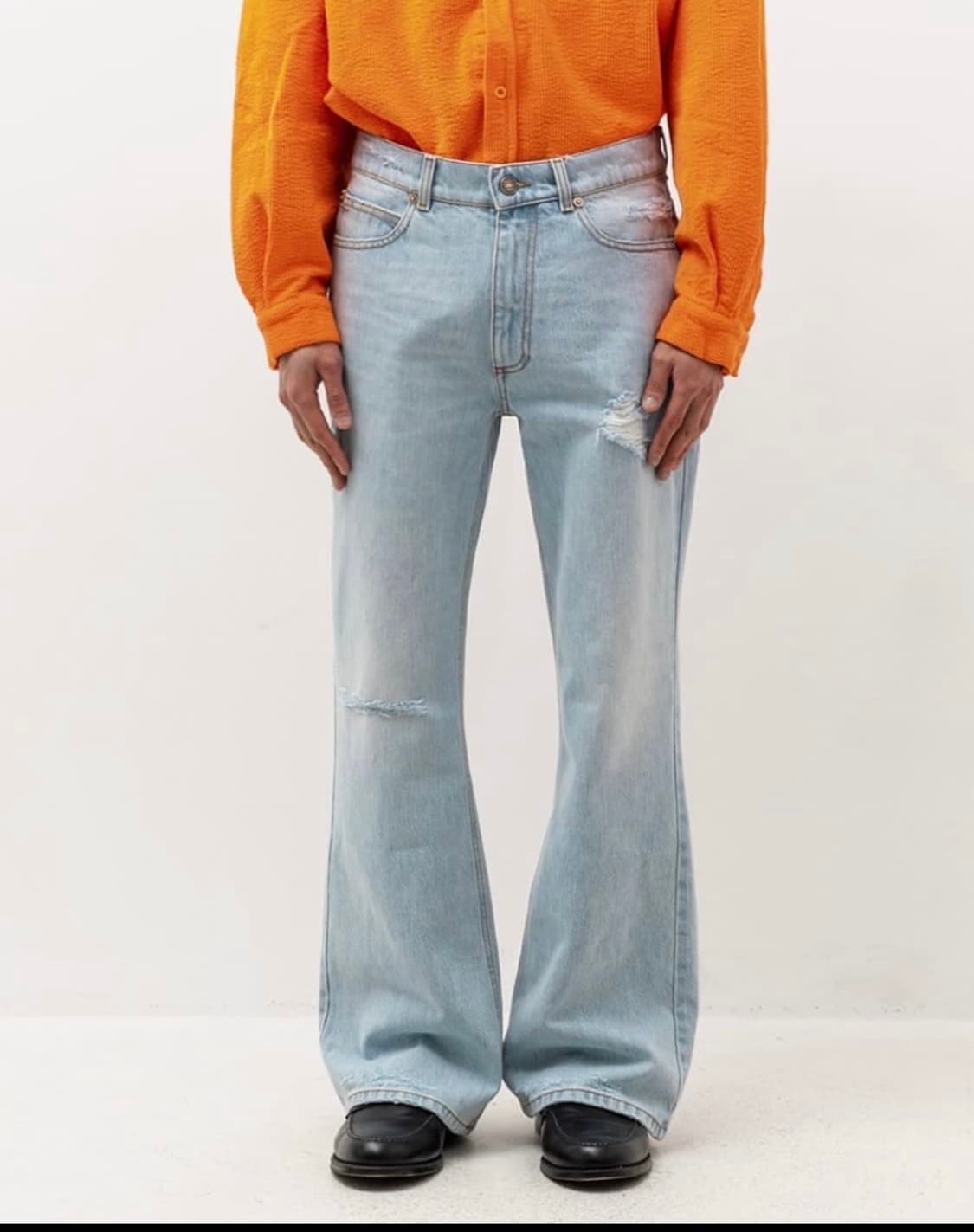 ERL 이알엘 디스트레스 플레어 데님 팬츠 XL 상품이미지1