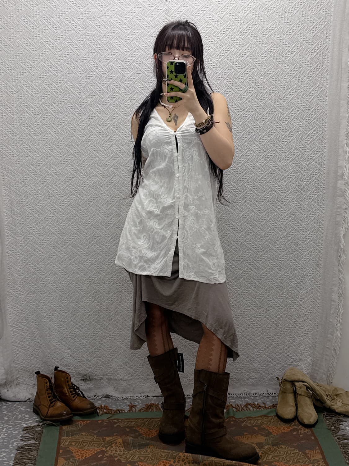 빈티지 프릴 레이스 란제리코어 슬리브리스 나시 원피스　K0008 상품이미지3