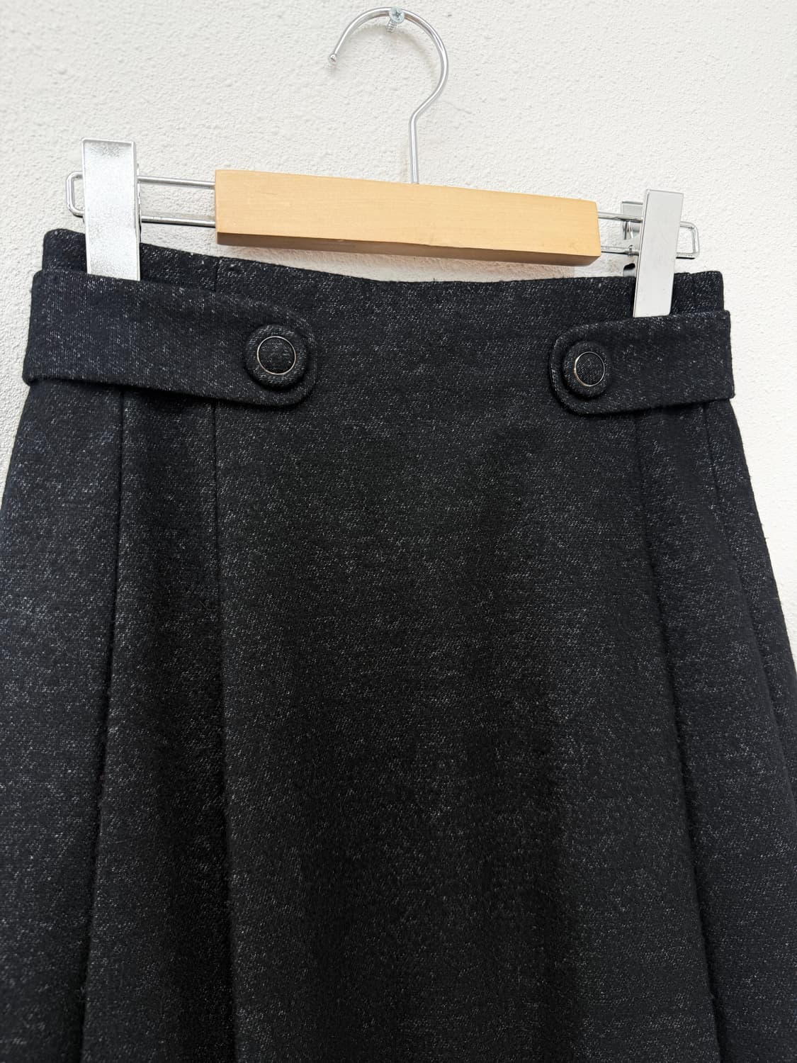 빈티지 strawberry fields 블랙 벨트 플레어 미디 스커트 상품이미지3