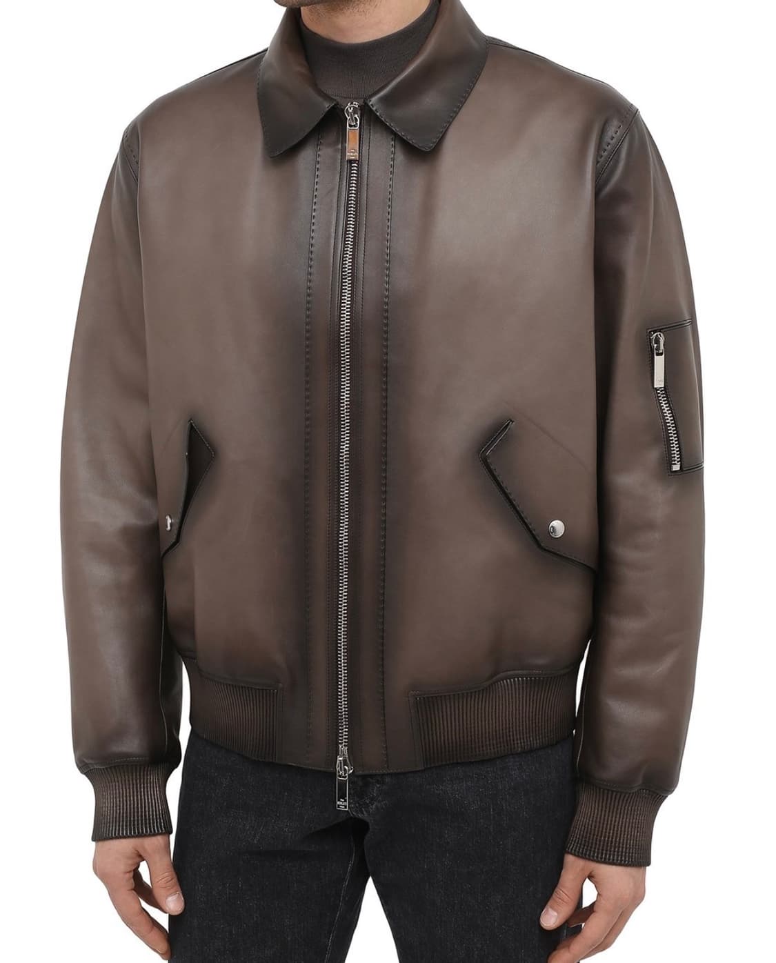 (A+/48) / 벨루티 카프스킨 레더 봄버 자켓 상품이미지10