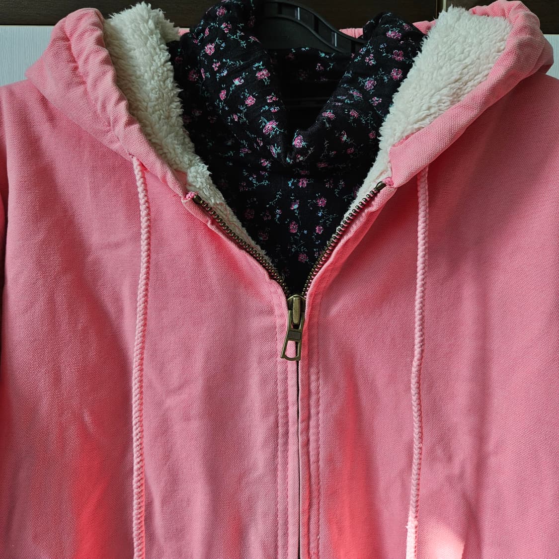 칼하트 빈티지 핑크 양털 후드집업 쉐르파 액티브자켓 워크자켓 남녀공용 L 상품이미지3