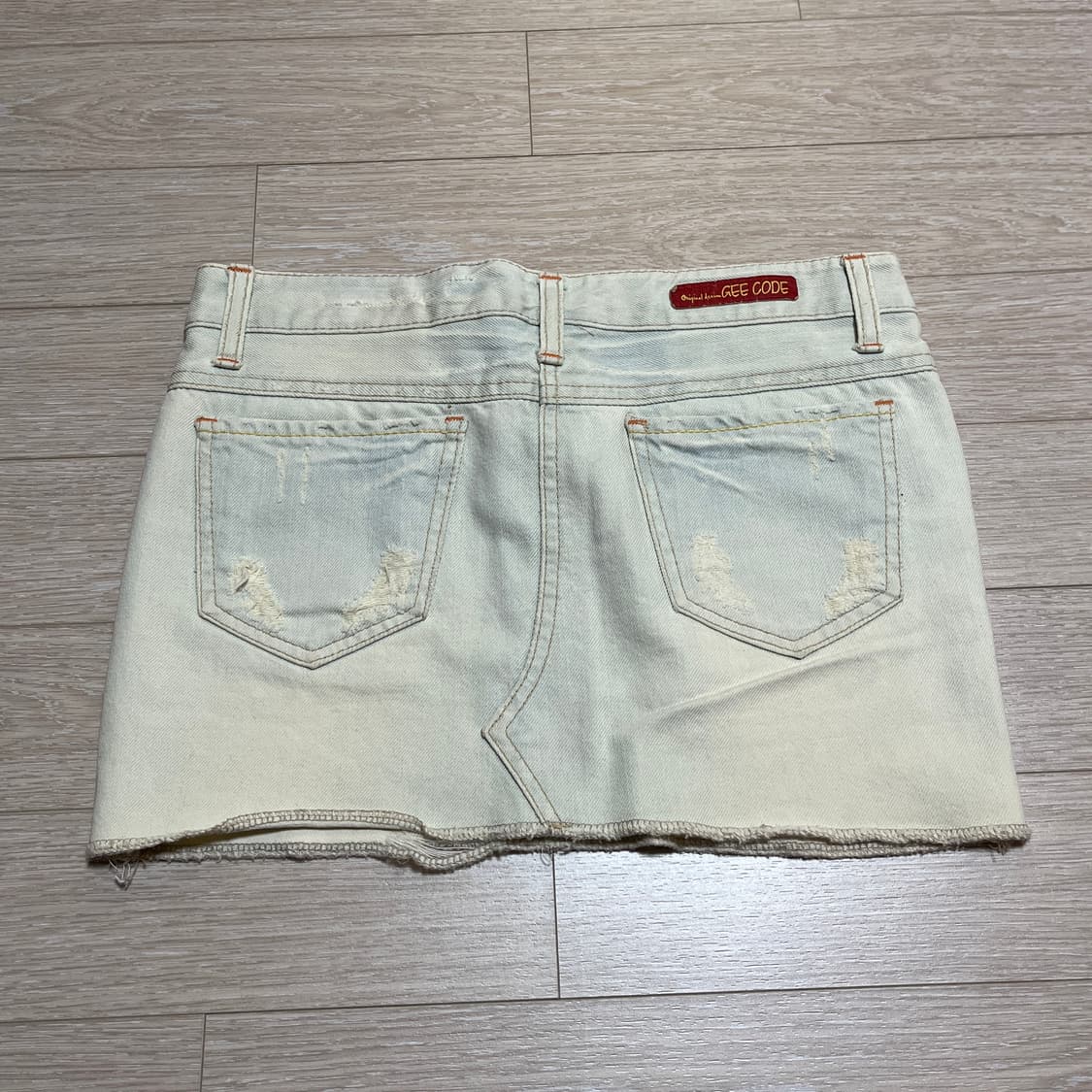 빈티지 데미지 연청 데님 미니 스커트 상품이미지2