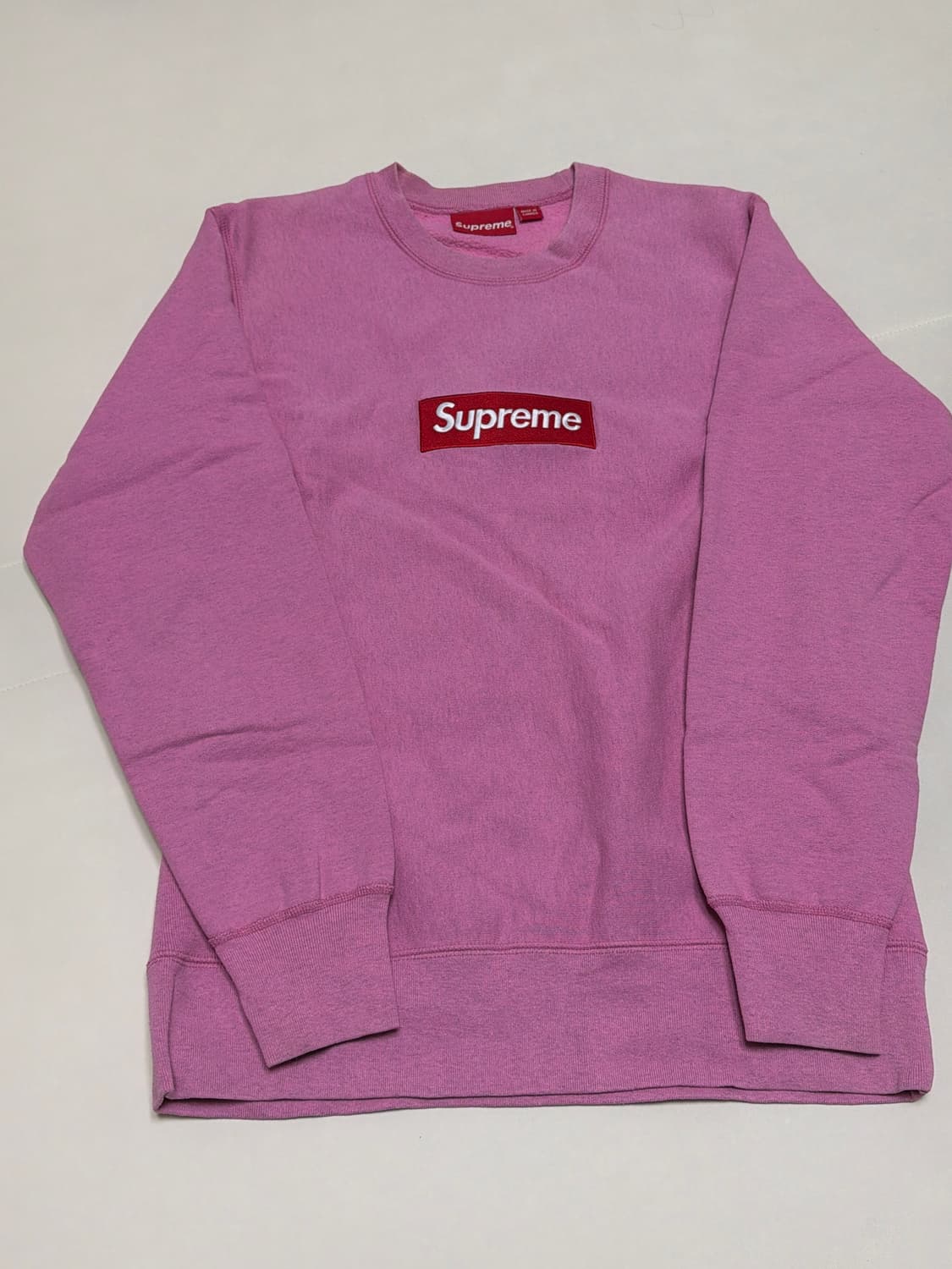 [M] 15FW 슈프림 박스로고 크루넥 핑크 상품이미지1