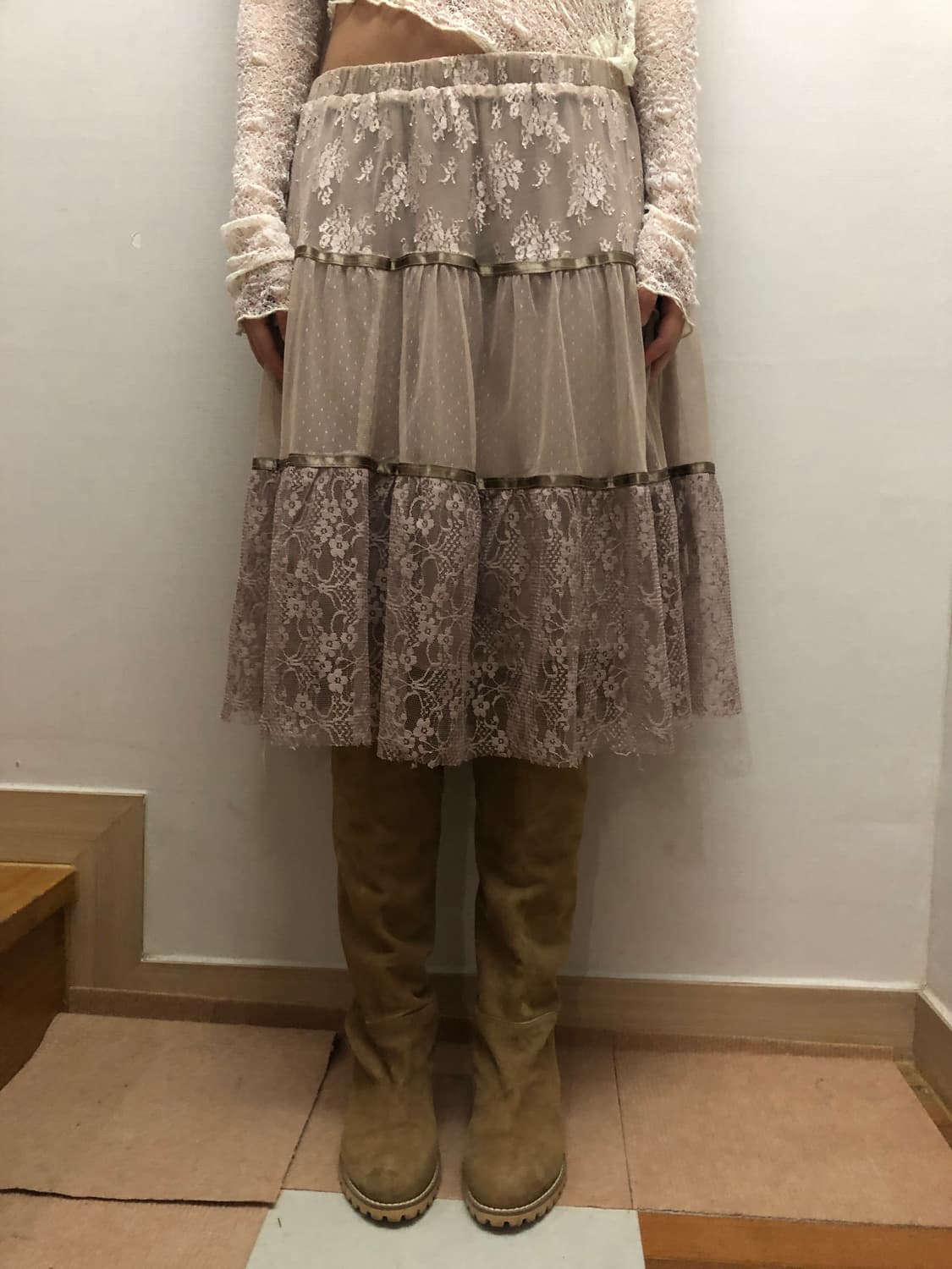 빈티지 인디핑크 레이스 스커트 상품이미지9