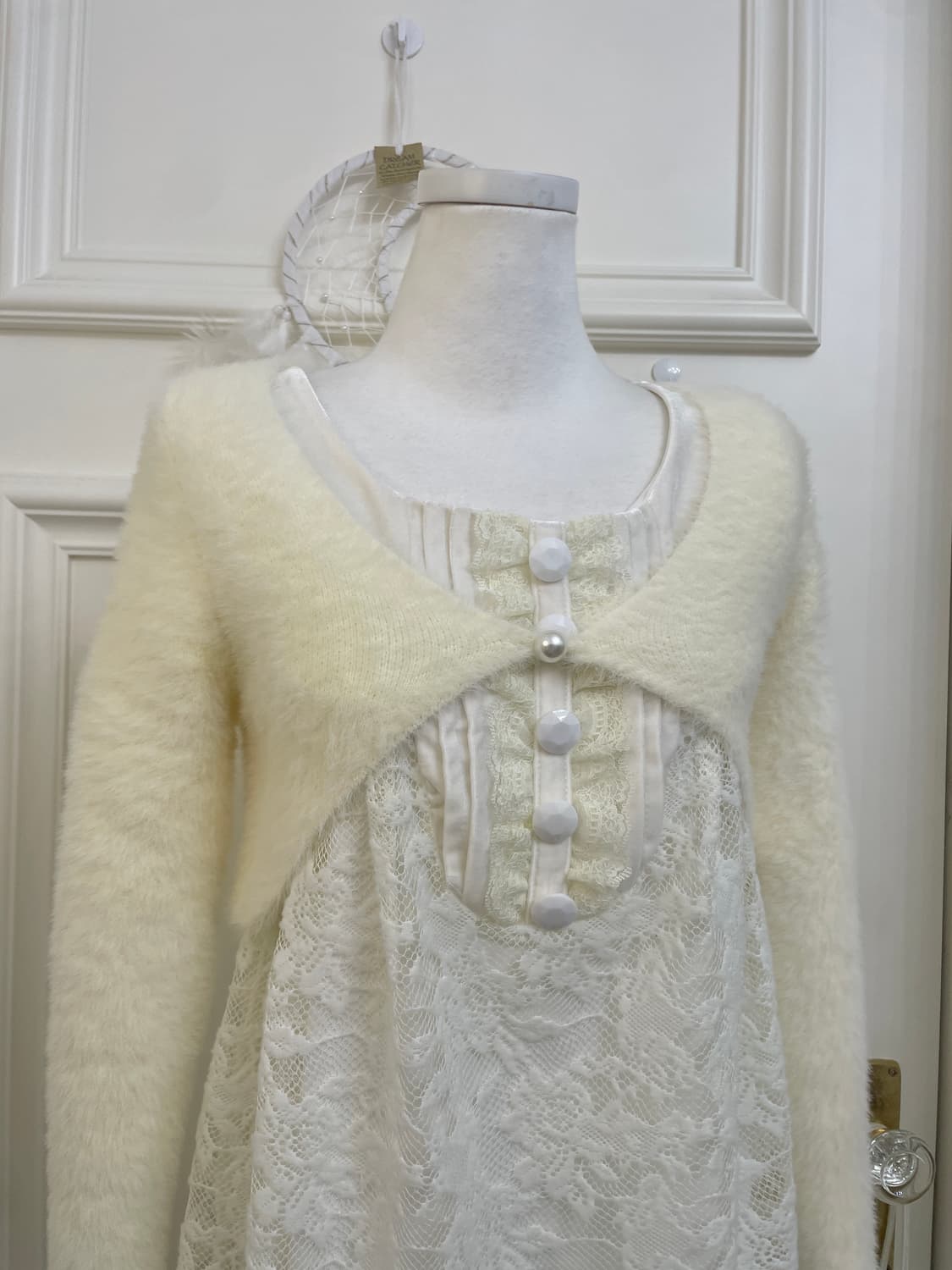 cream pearl point mini sweater bolero 상품이미지6