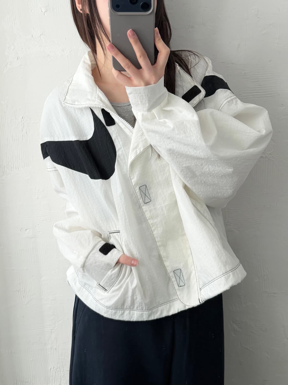 Nike 나이키 화이트 컬러 리펠 더블 스우시 바람막이 자켓 상품이미지1