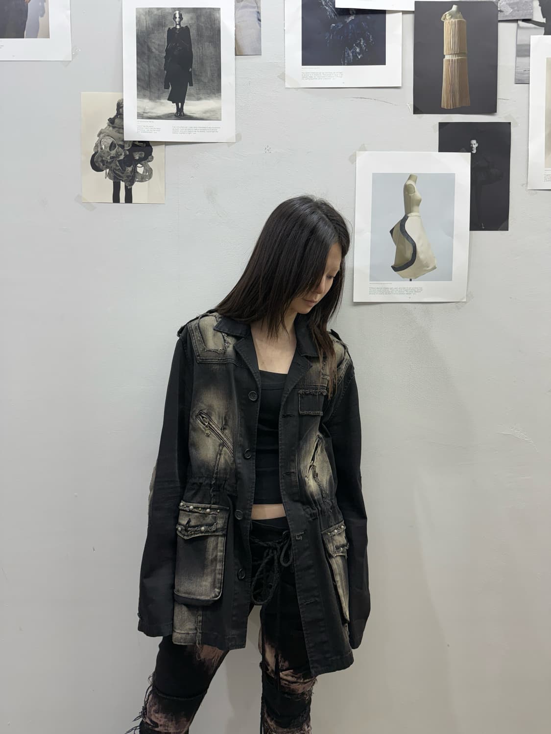 락시크 무드 그런지 워싱 자켓 상품이미지4