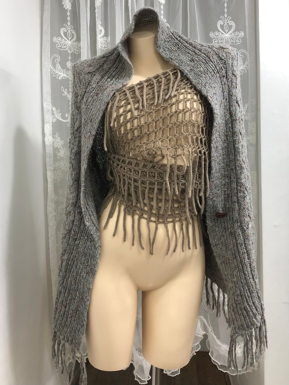 gray tassel knit cardigan 상품이미지3