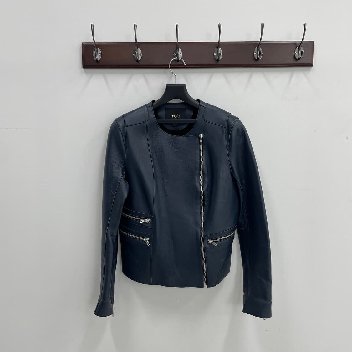 마쥬 리얼 레더 네이비 라이더 자켓 상품이미지2