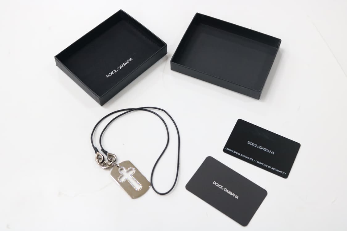 돌체앤가바나 빈티지 큐빅 크로스 도그택 실버 목걸이 상품이미지4