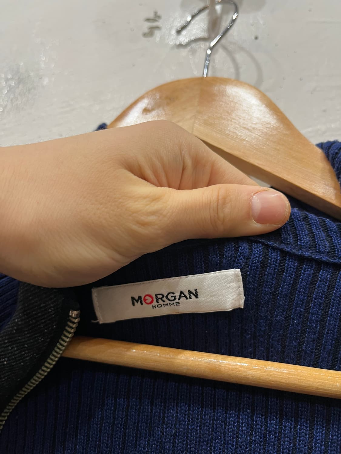 MORGAN HOMME 투웨이 골지 니트집업 상품이미지5