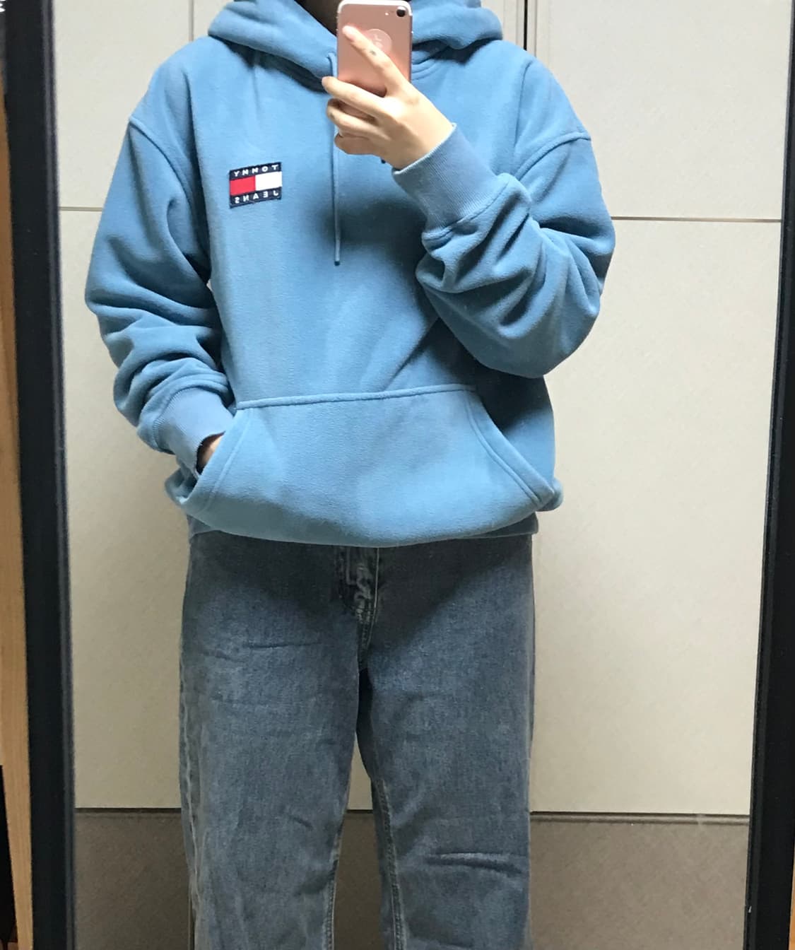 타미진스 여성 후리스 후드티 m 하늘색 상품이미지2