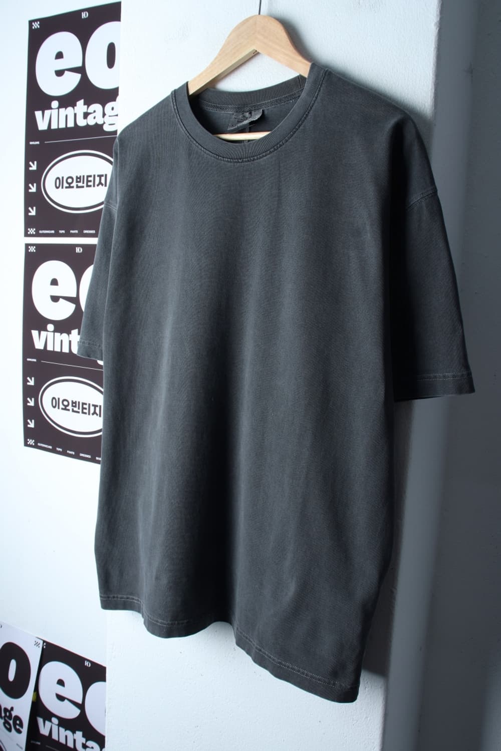 (M-XL) 소버먼트 반팔 티셔츠 피그먼트 그레이 무지-H33490 상품이미지1