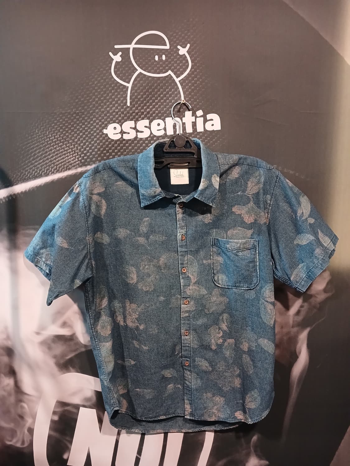 써니 클라우드 클로버 패턴 데님 셔츠 상품이미지1