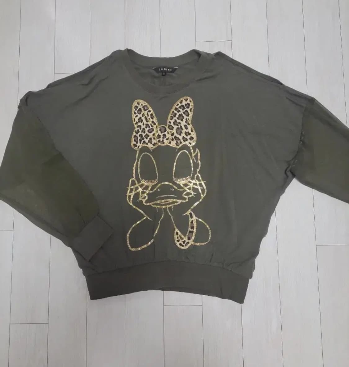 급처새상품!에고이스트X디즈니 콜라보 데이지덕 어깨트임 시스루 맨투맨티셔츠 상품이미지2