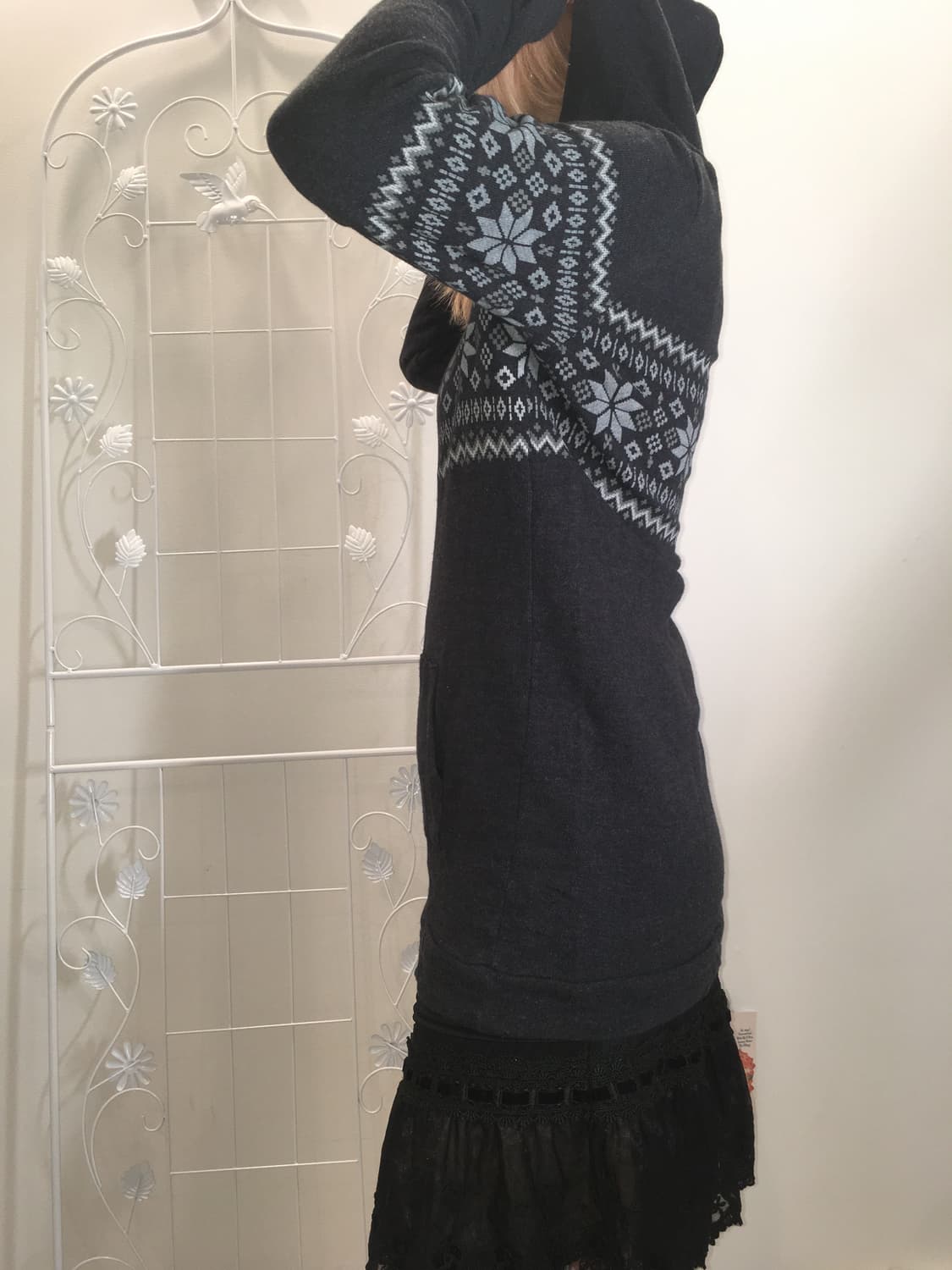 jpn vintage charcoal nordic hood knit 상품이미지2