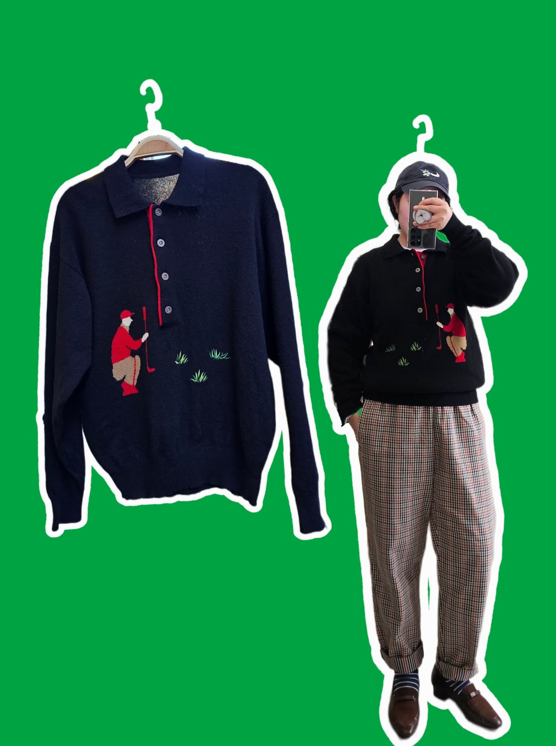 Seve Ballesteros 블랙 골프 자수 니트 상품이미지1