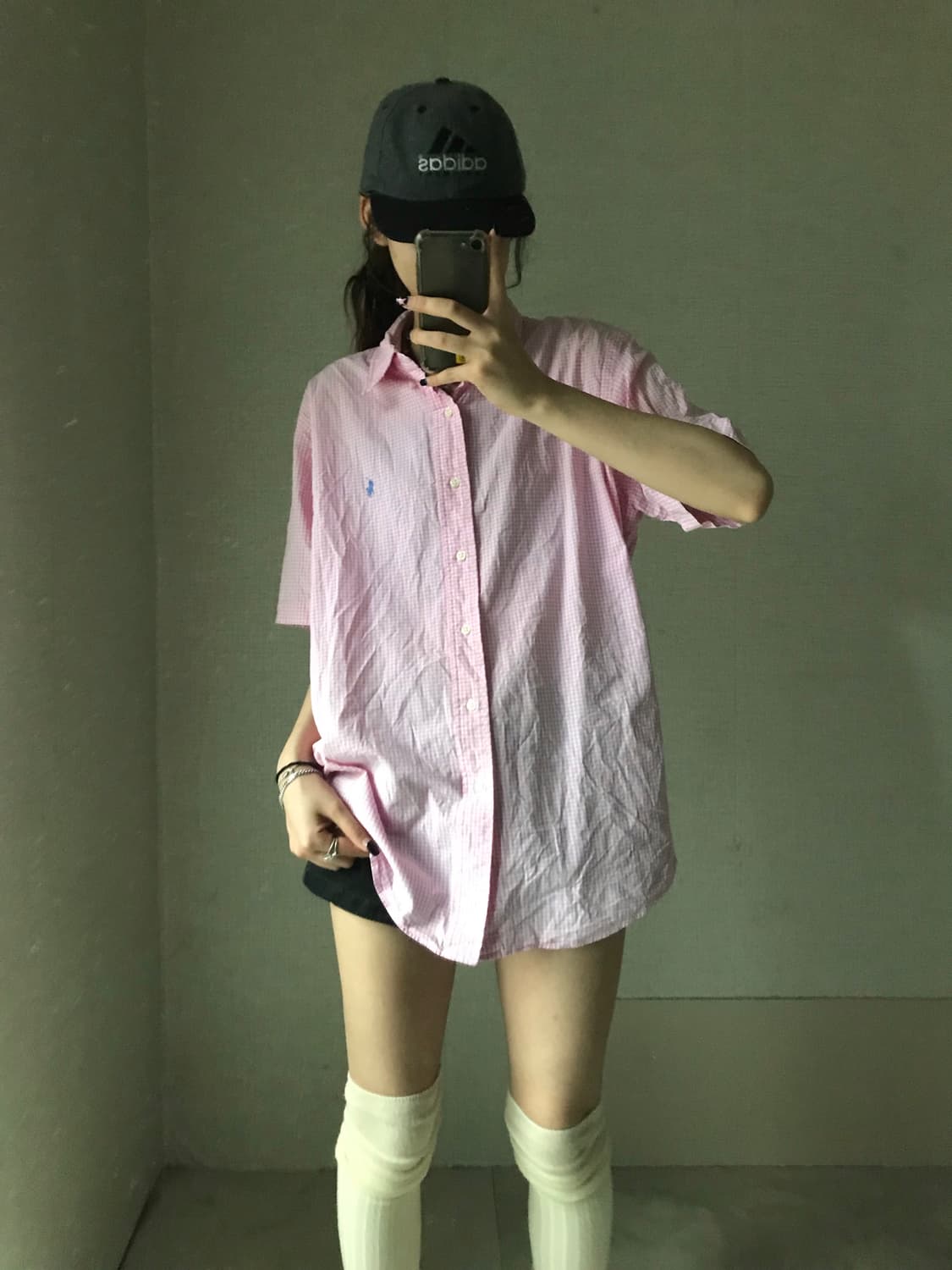 폴로 연핑크 깅엄체크 반팔 셔츠 상품이미지2