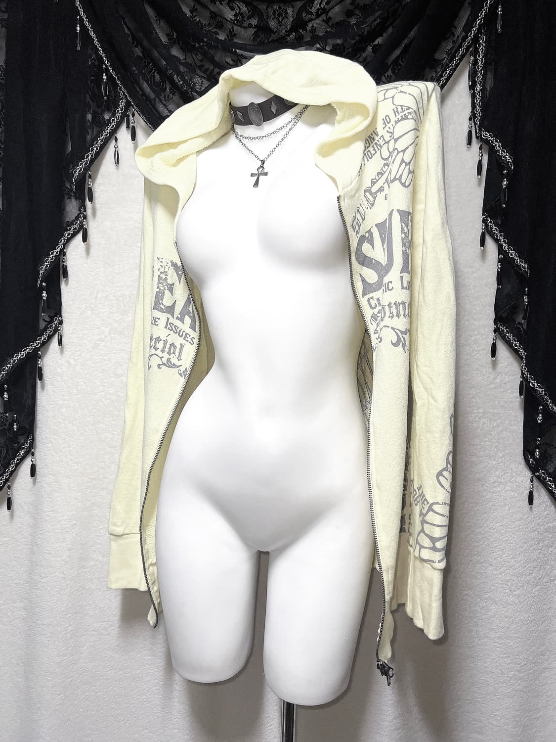 glitz 글리츠 갸루 펑크 y2k 와투케 레터링 투웨이 후드집업 원피스 상품이미지9