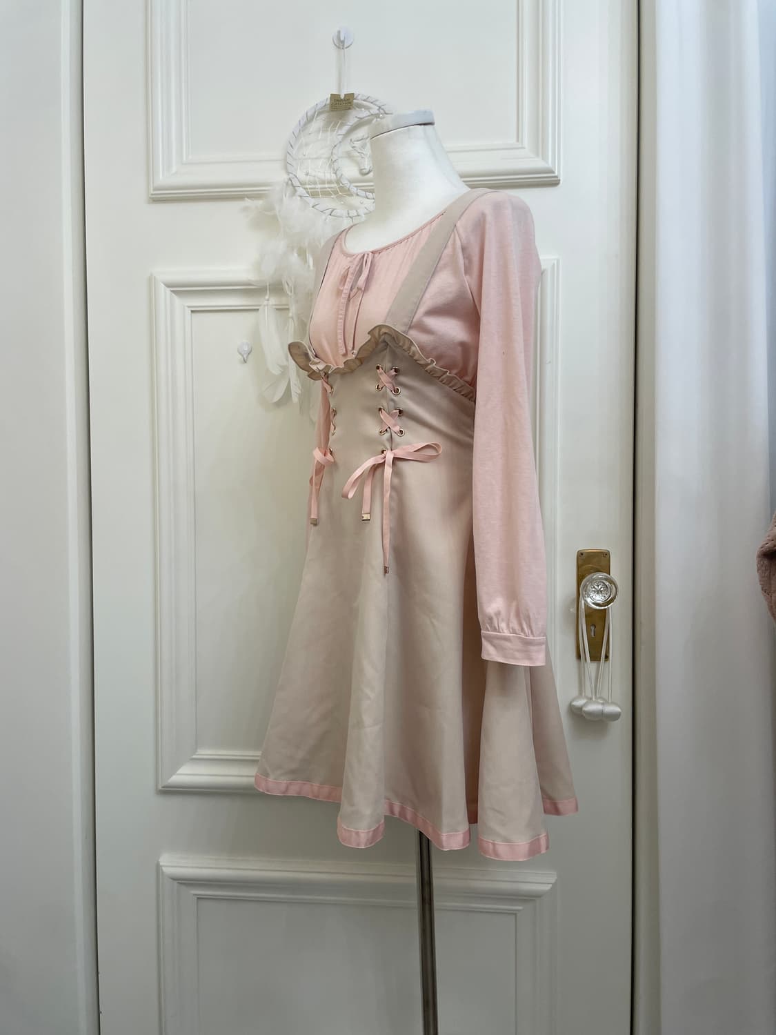 coral&beige autumn lovely lace-up set 상품이미지7
