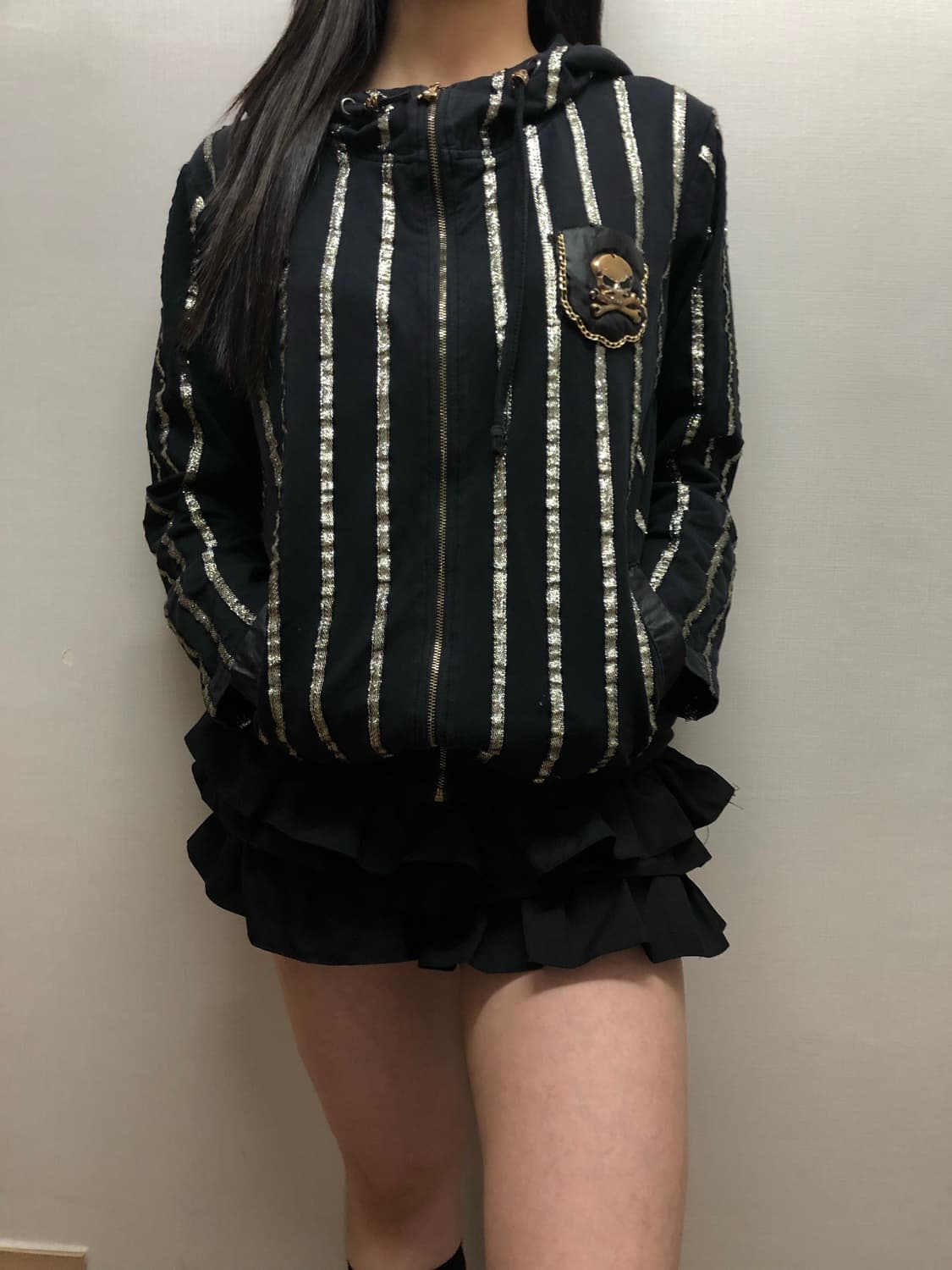 빈티지 블랙 펑크 스컬 후드집업 상품이미지2