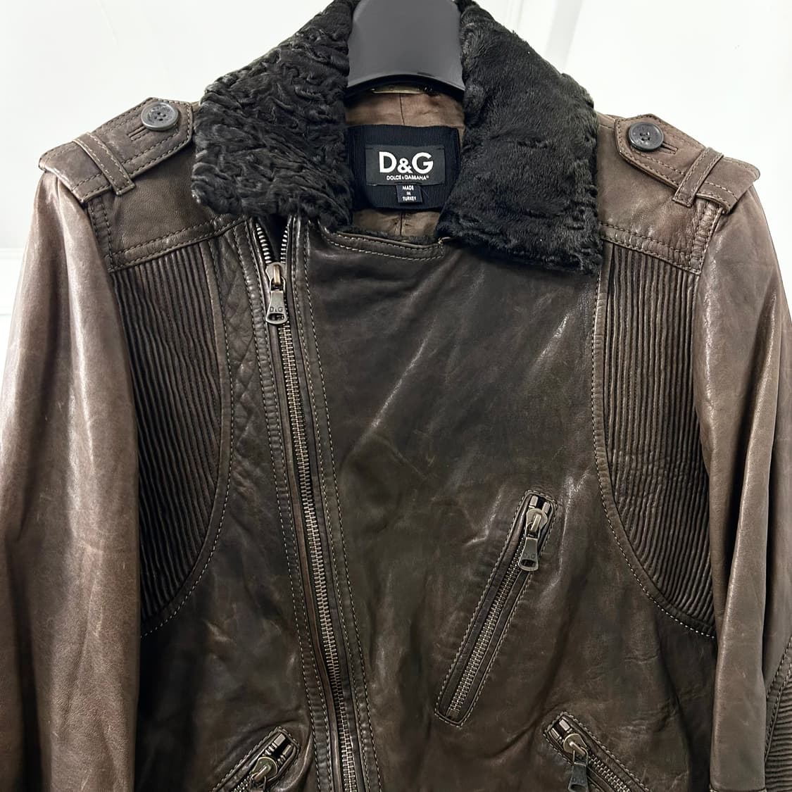 돌체앤가바나 아카이브 양가죽 쉐르파 라이더 자켓 상품이미지6