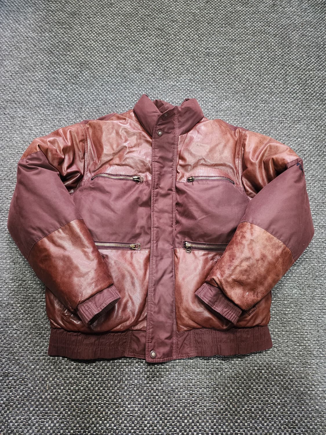 빈티지 소가죽 배색 덕다운 점퍼 95사이즈 상품이미지2