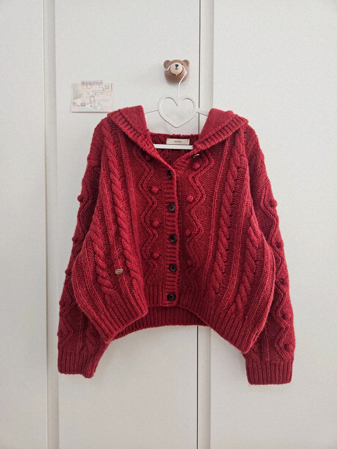 호와스 HOWUS 엔젠 니트가디건 (크리스마스 레드 니트) 상품이미지1