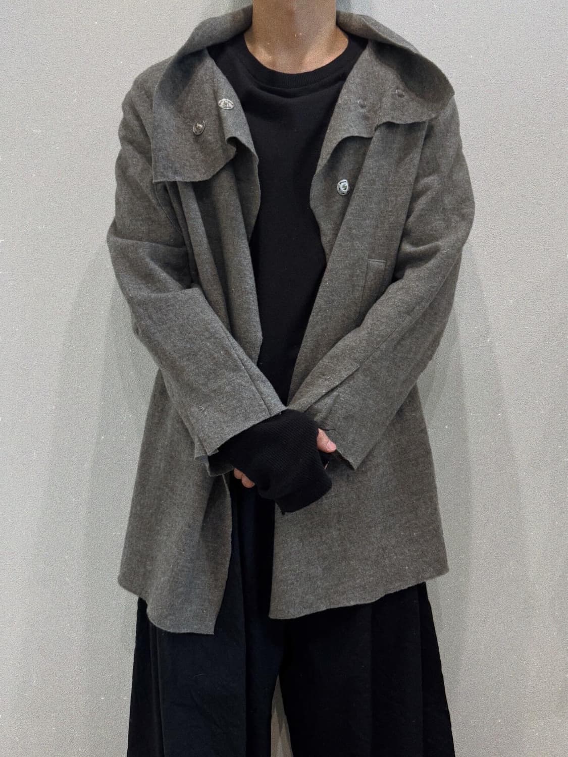 요지야마모토 08aw 비대칭 코트 가디건 상품이미지1