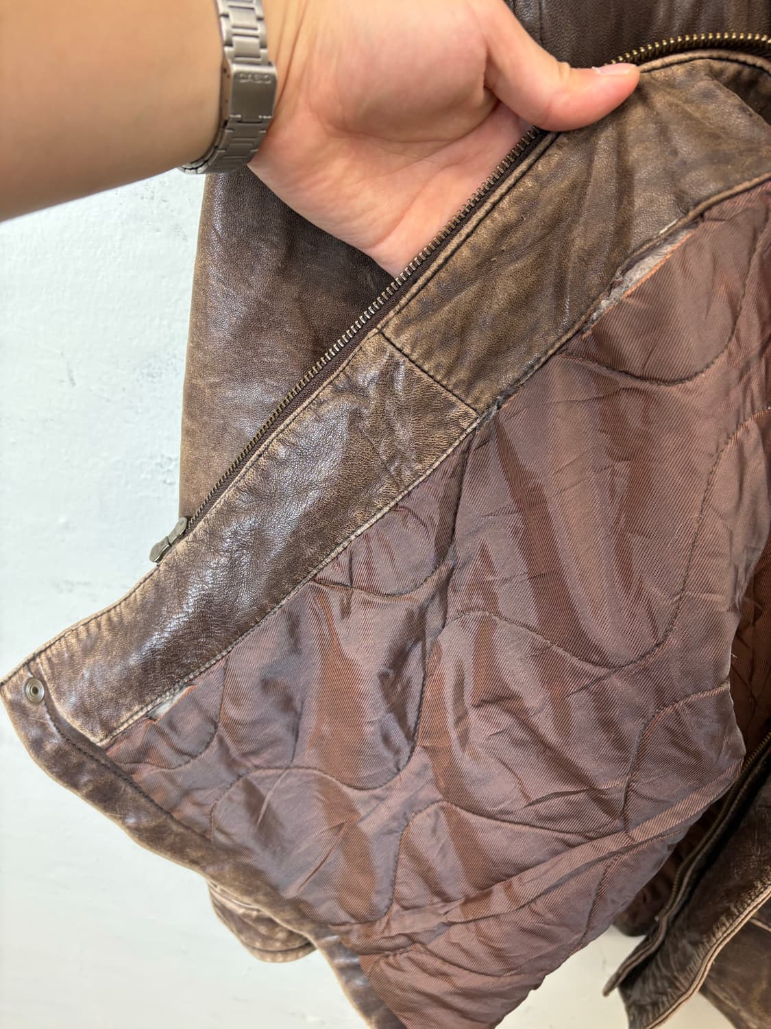 노티카 빈티지 브라운 레더 자켓 상품이미지9