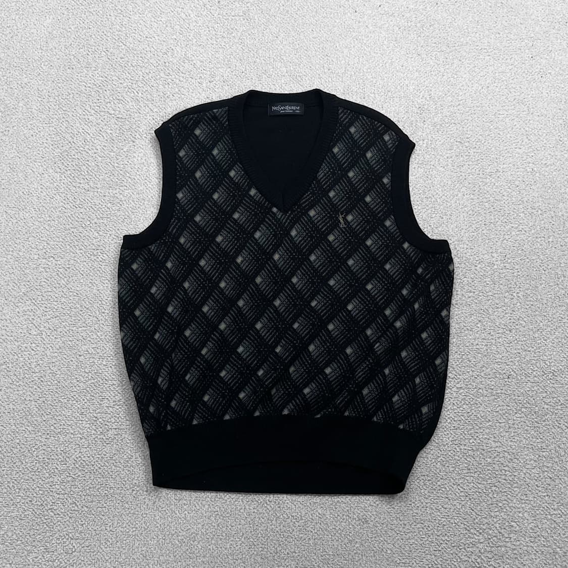 입생로랑 ysl 로고 니트 조끼 베스트 블랙 상품이미지1