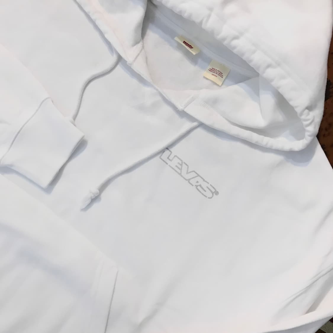 리바이스 화이트 쭈리 오버핏 숏 후디 여성 프리사이즈 상품이미지3