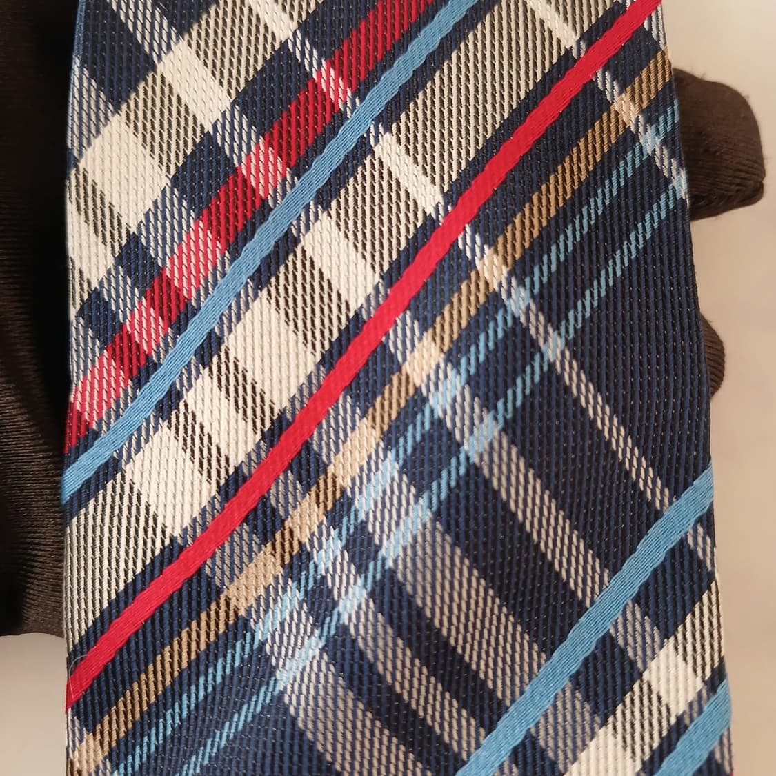 젝스 실크 네이비 체크 슬림 넥타이 7.6cm 새상품 A19080
 상품이미지6