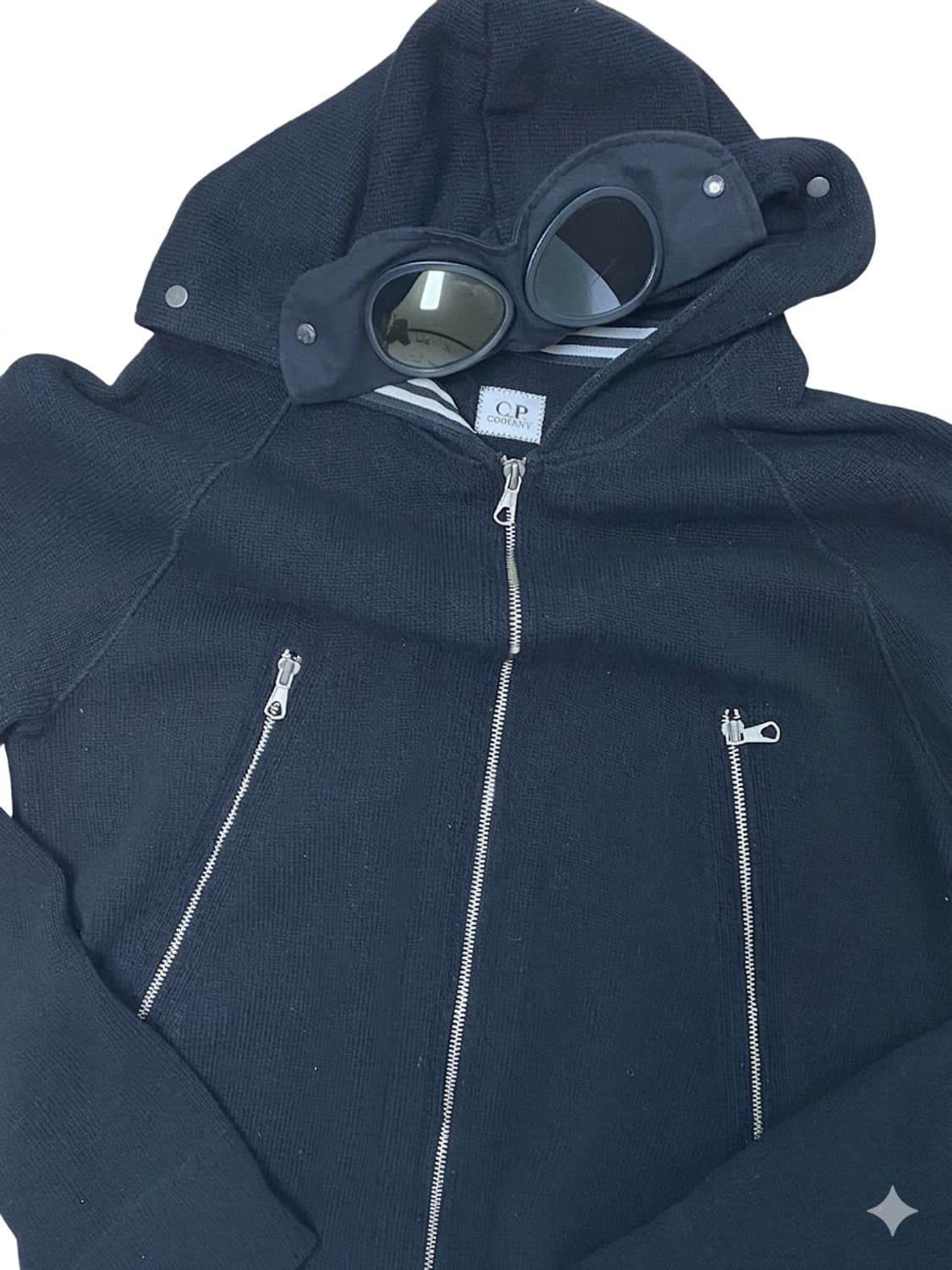 Cp컴퍼니 니트 후드 집업 블랙 100 상품이미지2