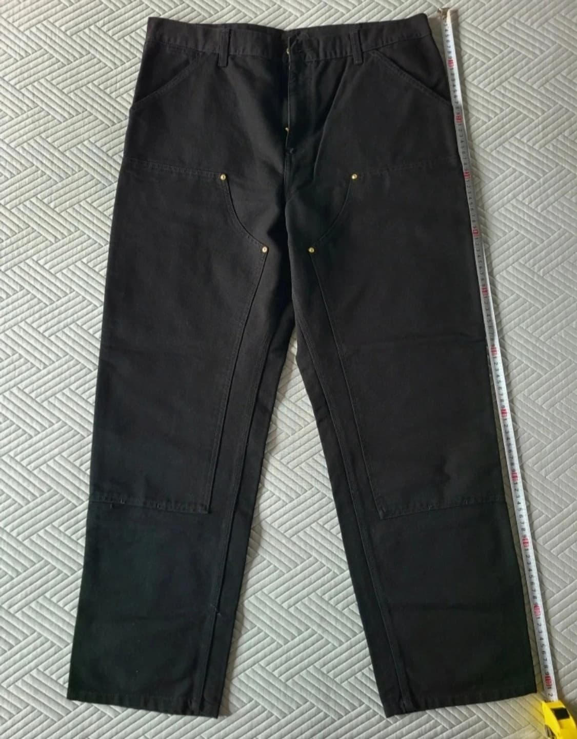 칼하트WIP 더블 니 팬츠 디어본 블랙 린스드 W36 L32 상품이미지3