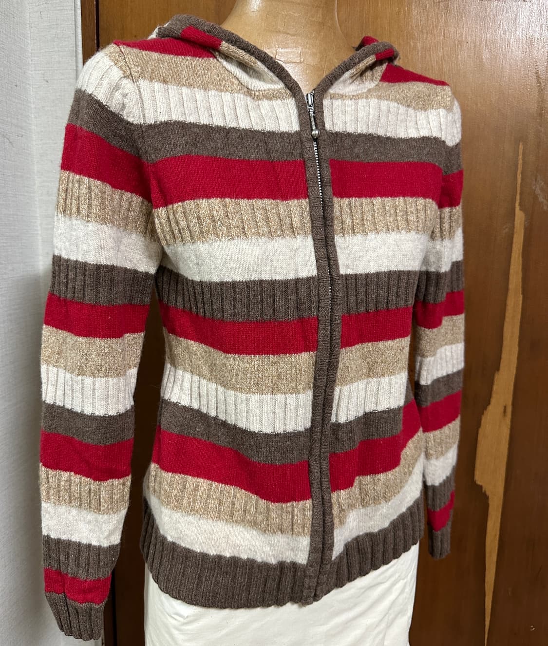 attention wool100% 후드 니트 집업 상품이미지1