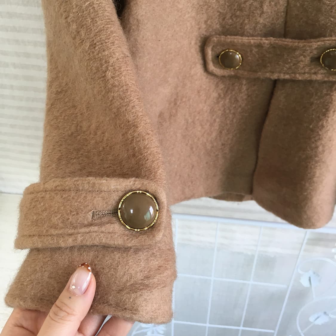 camel deer lace fur-collar wool  jacket 상품이미지9