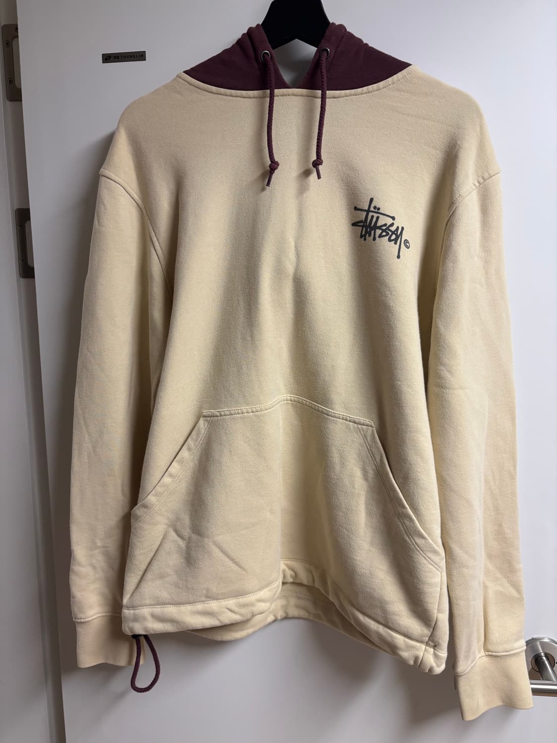 [M] 스투시 투톤 후드 크림/버건디 상품이미지1