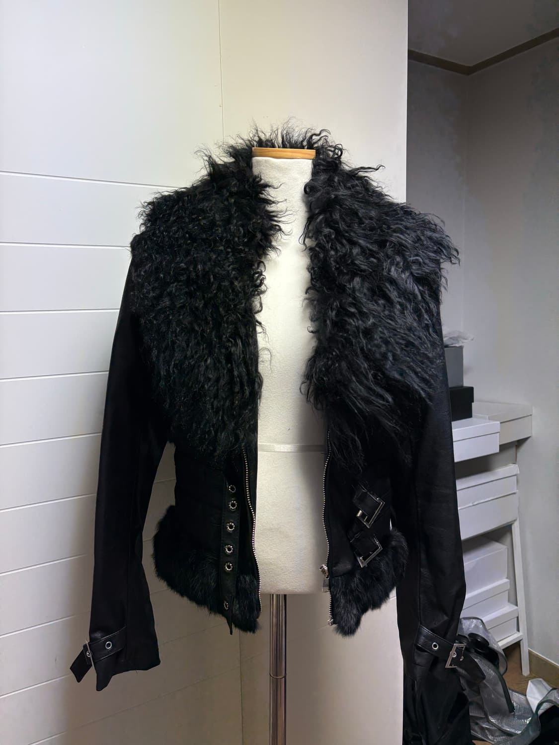 락시크 뽀글이 퍼 레더자켓 상품이미지2