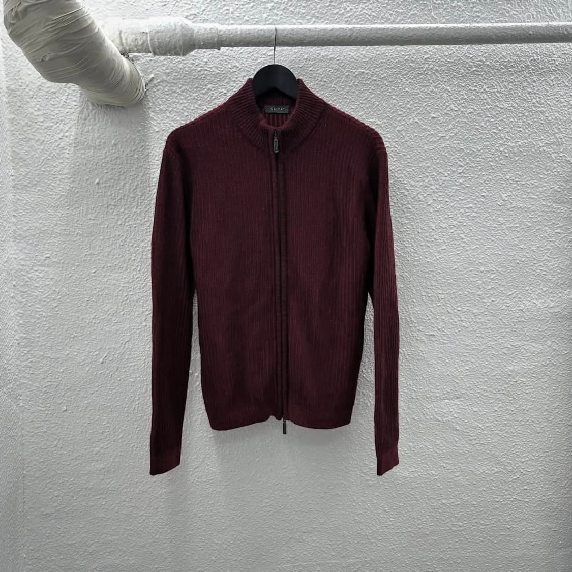 Y2K minimal burgundy zipup 상품이미지3