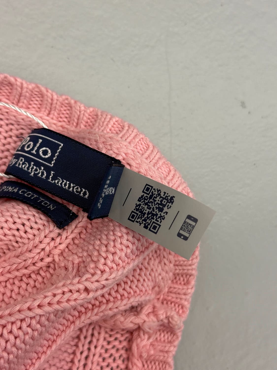 폴로 랄프로렌 신형 QR라벨 피마코튼 핑크 케이블 니트 상품이미지6