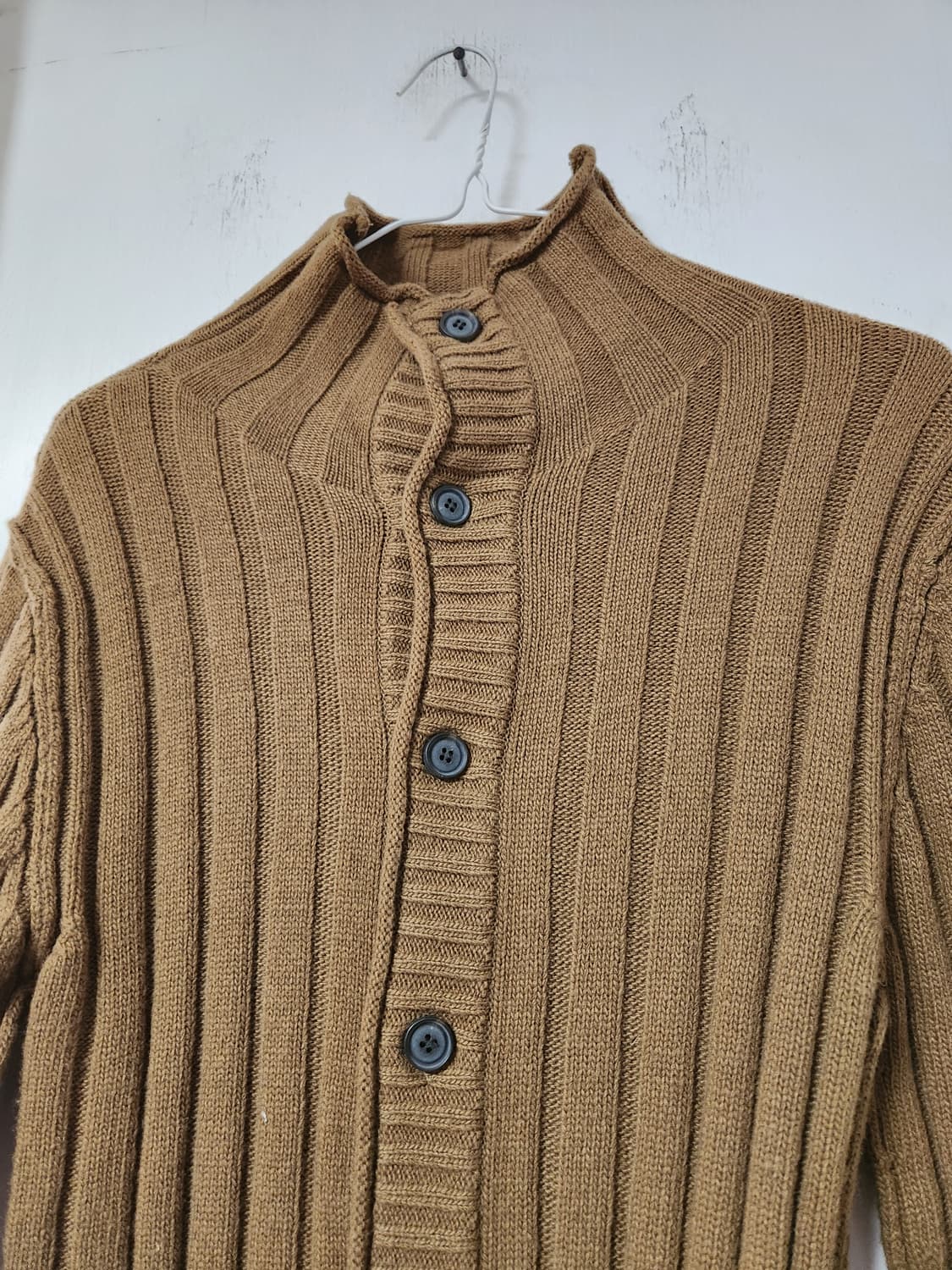 골지 니트 쫄 가디건 브라운 L 상품이미지3