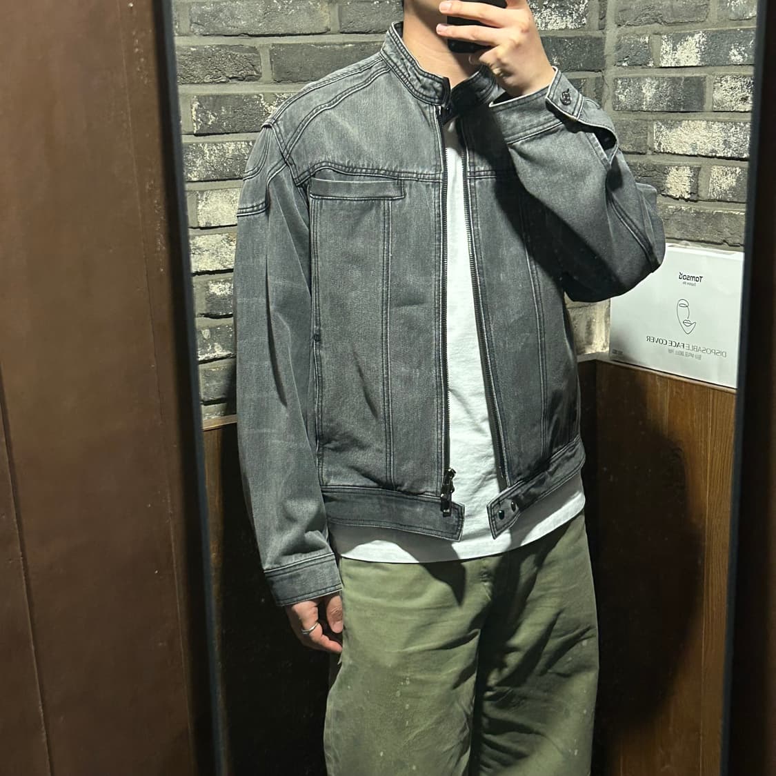 L) 메종미네드 스냅 바이커 데님 2way집업 자켓 상품이미지8