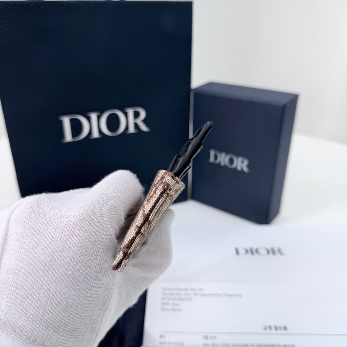 [미사용/선물가능] 26SS 디올 오블리크 자카드 레더 카드지갑 브라운 상품이미지4