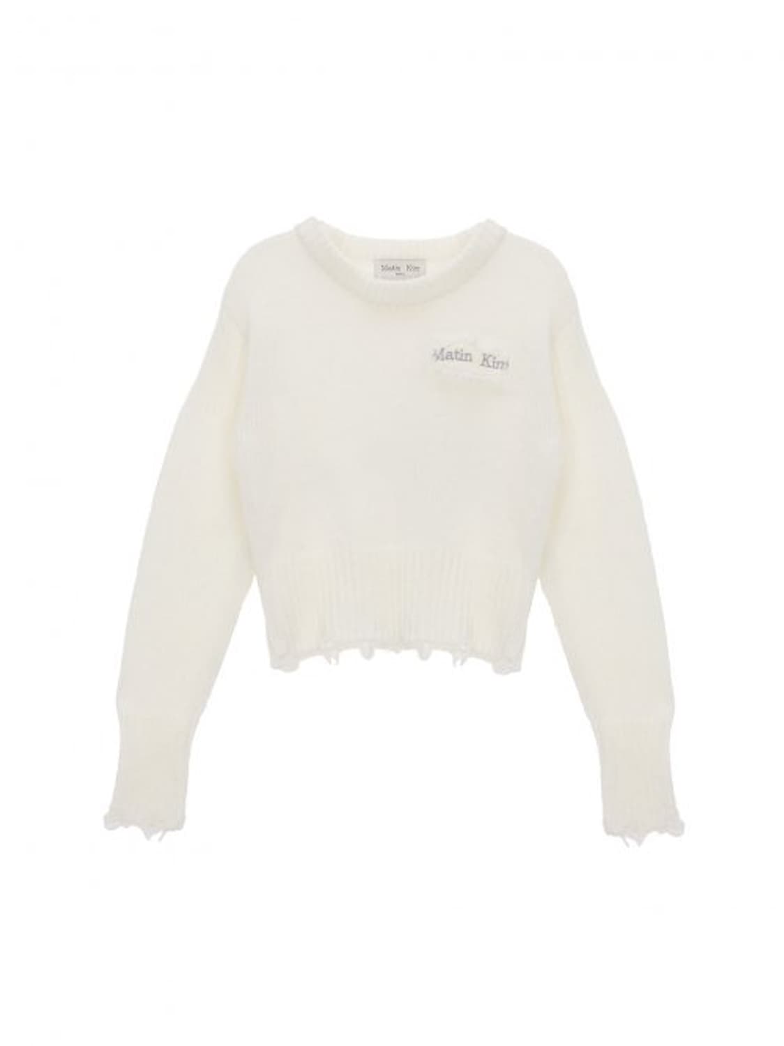 마뗑킴 데미지 솔리드 니트 풀오버 아이보리 마리떼 상품이미지1