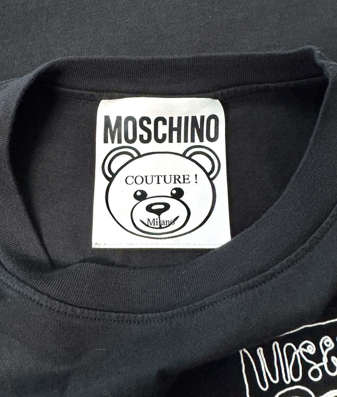 Moschino 모스키노 곰돌이 자수 블랙 반팔티셔츠 36 상품이미지4