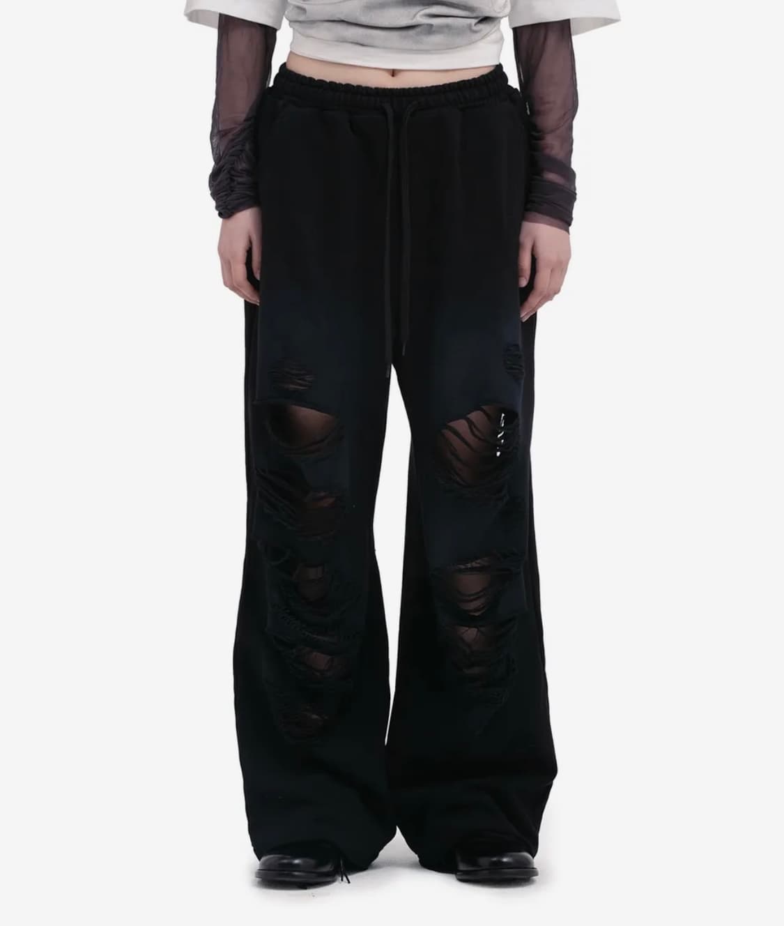 데프가먼츠 DESTROYED SWEAT PANTS 블랙 팬츠 상품이미지1