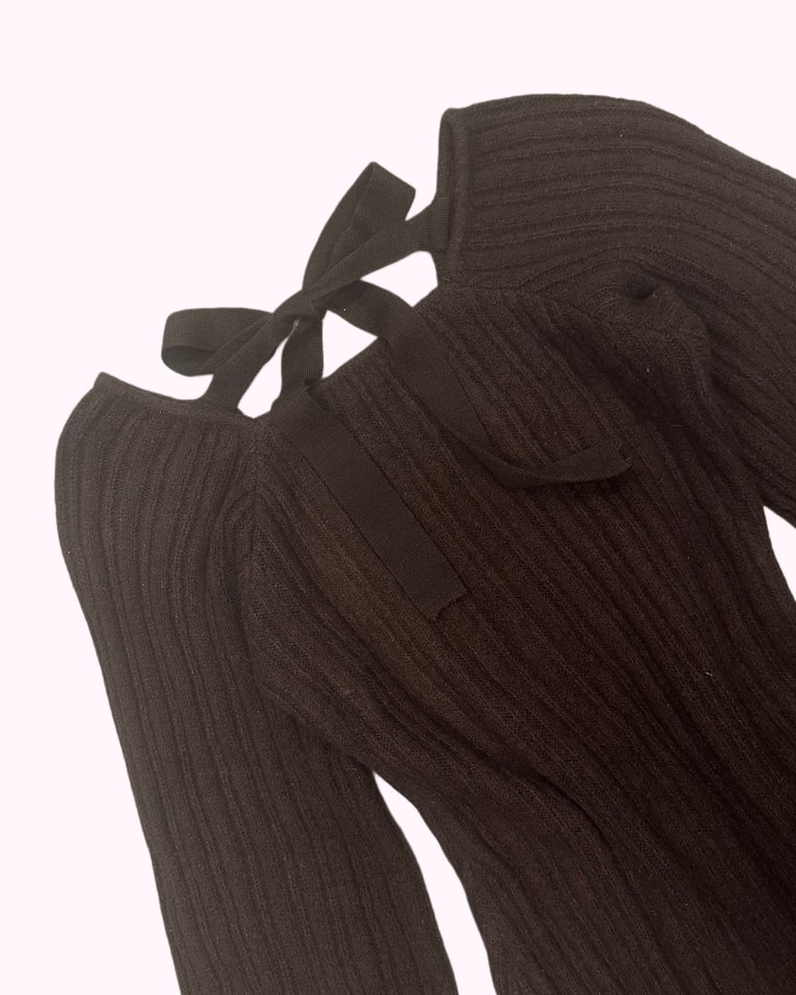 brown ribbon puff dress 상품이미지3